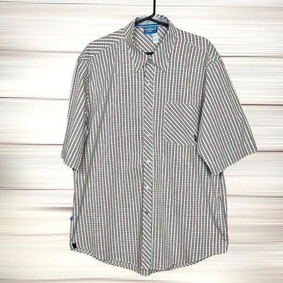 NWT ROCAWEAR Cotton Plaid White Red Blue Short Sleeve Button Down Shirt XL - Picture 2 of 14